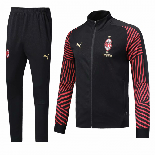 AC Milan 18/19 Training Jacket Tracksuit Black Red With Pants